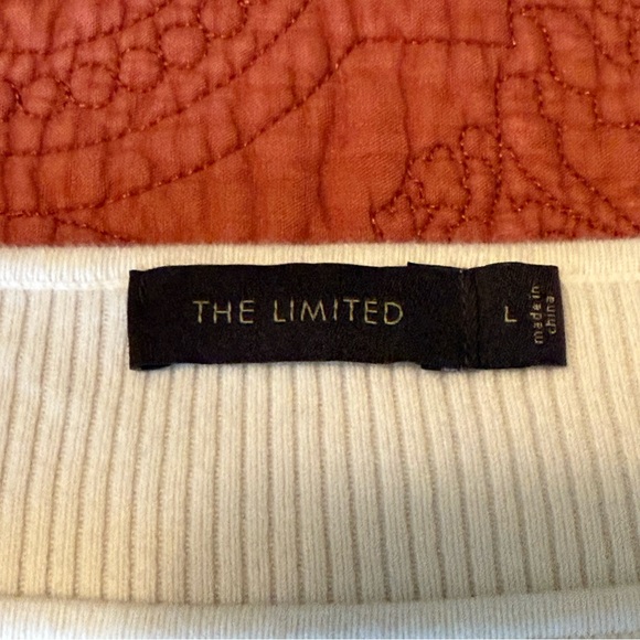The Limited Black & Cream Striped Boatneck Sweater Size Large - Picture 2 of 8